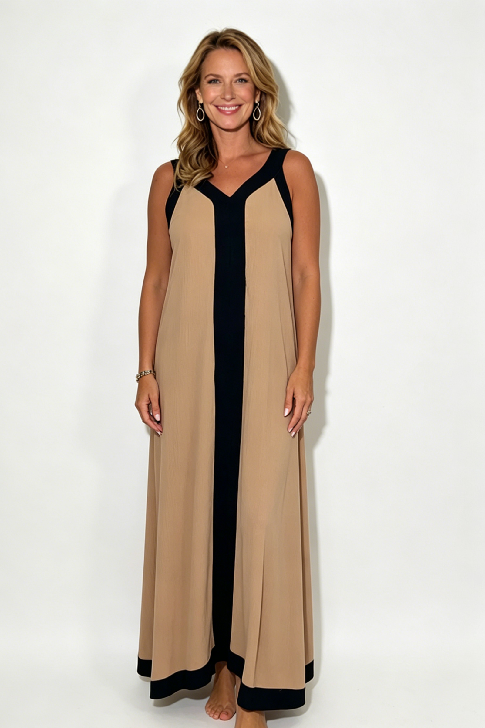 Panelled Trim Maxi Dress