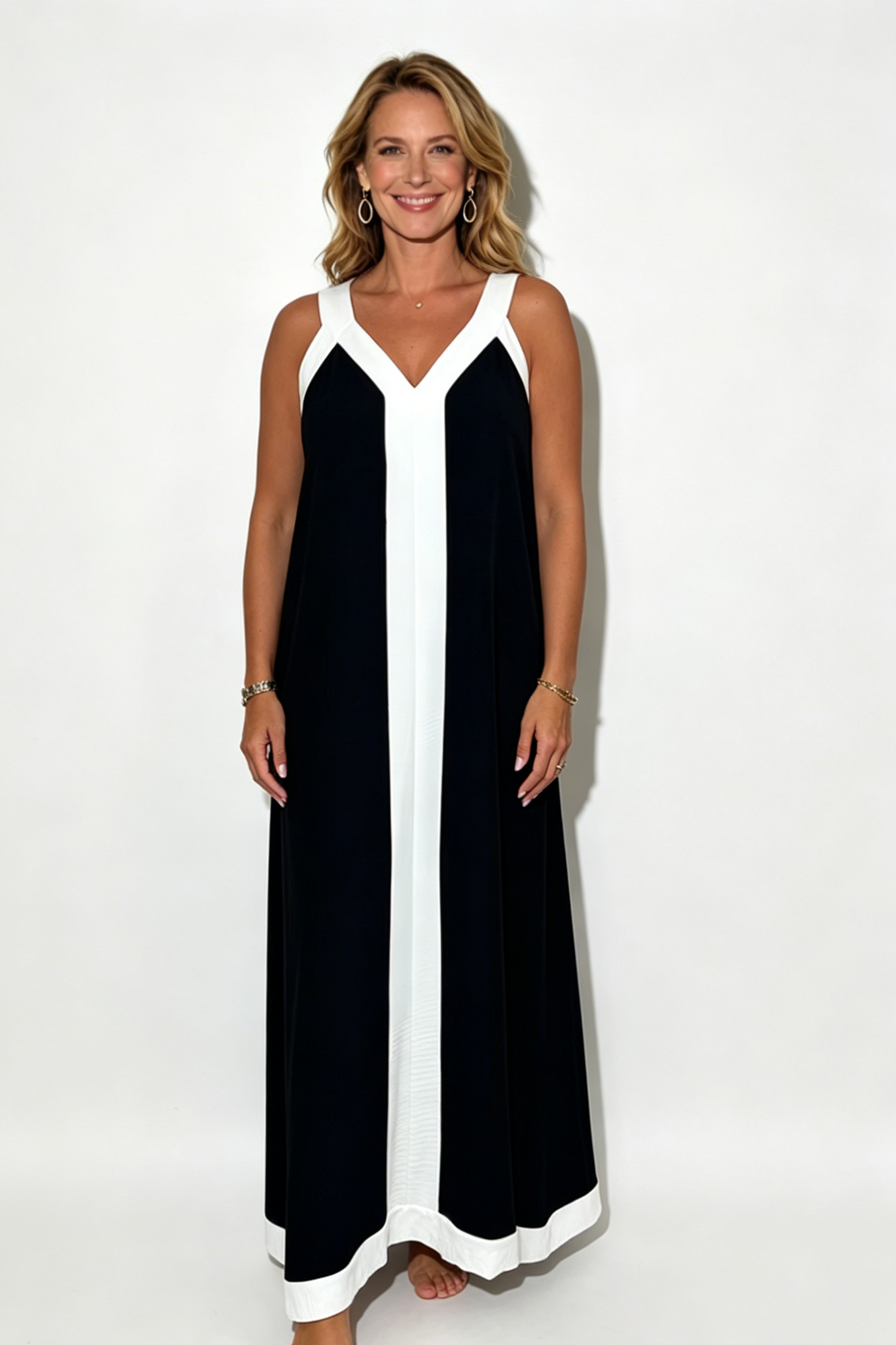 Panelled Trim Maxi Dress