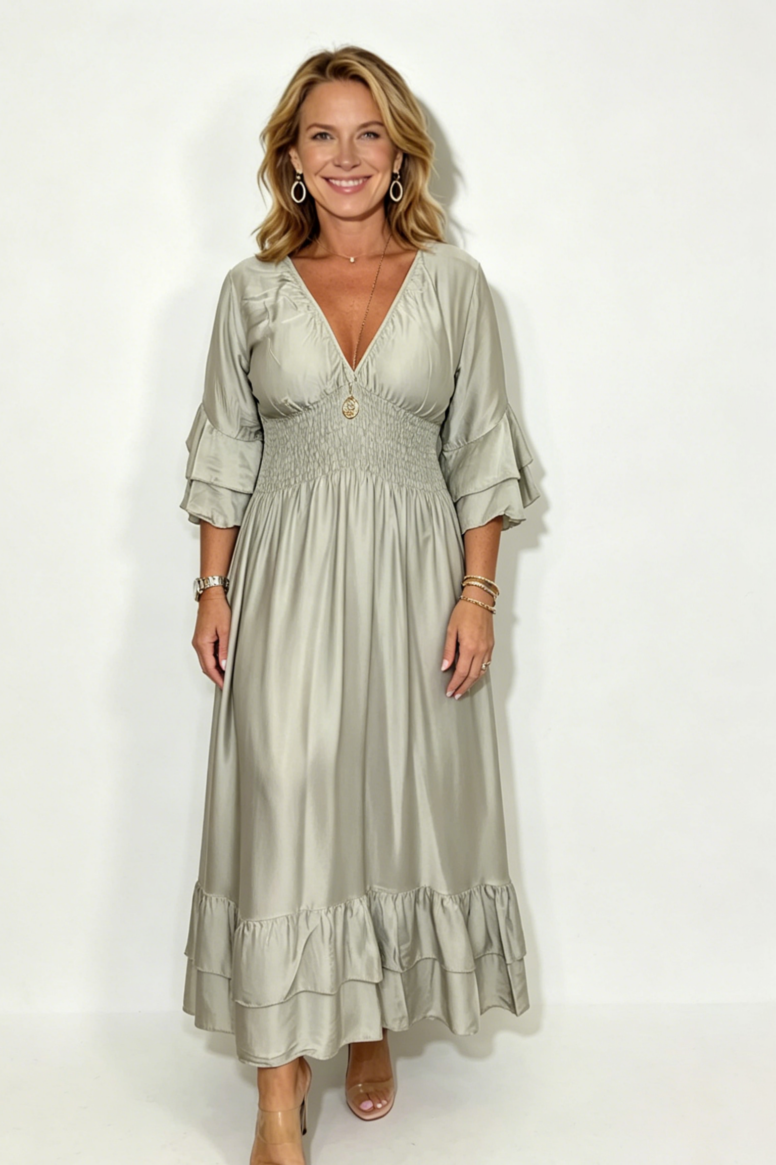 Silk Frill Maxi Dress