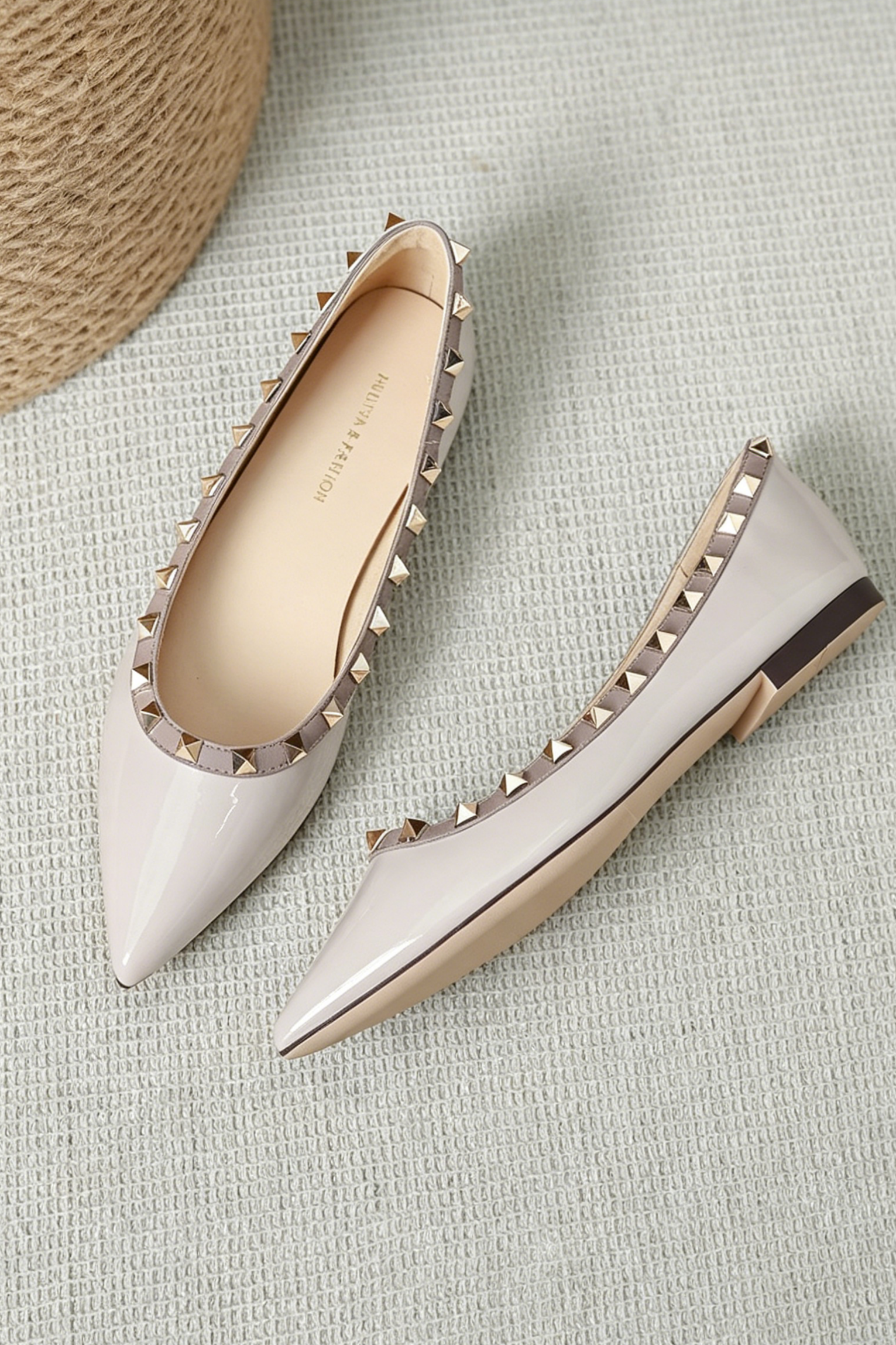 Women's Nude Studded Flats