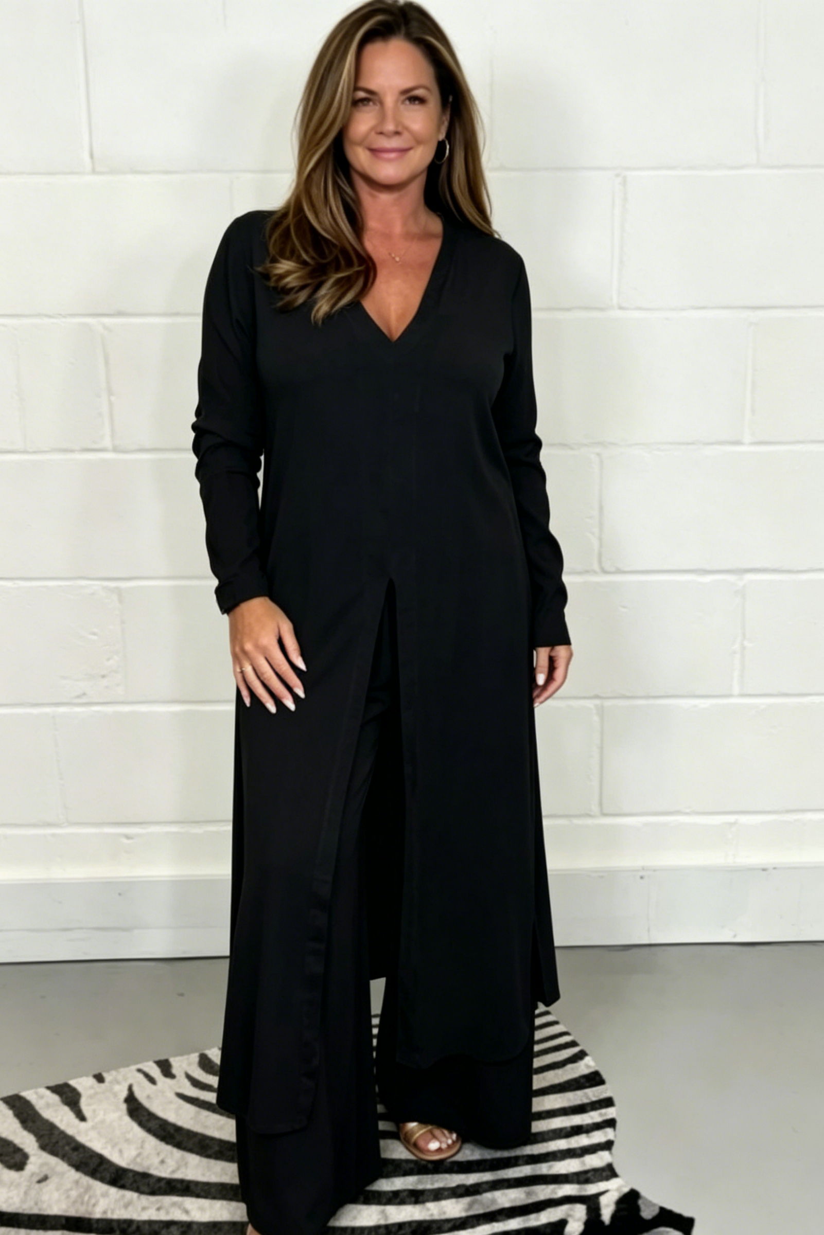 2 Pieces Casual Suit With Long Top And Trouser