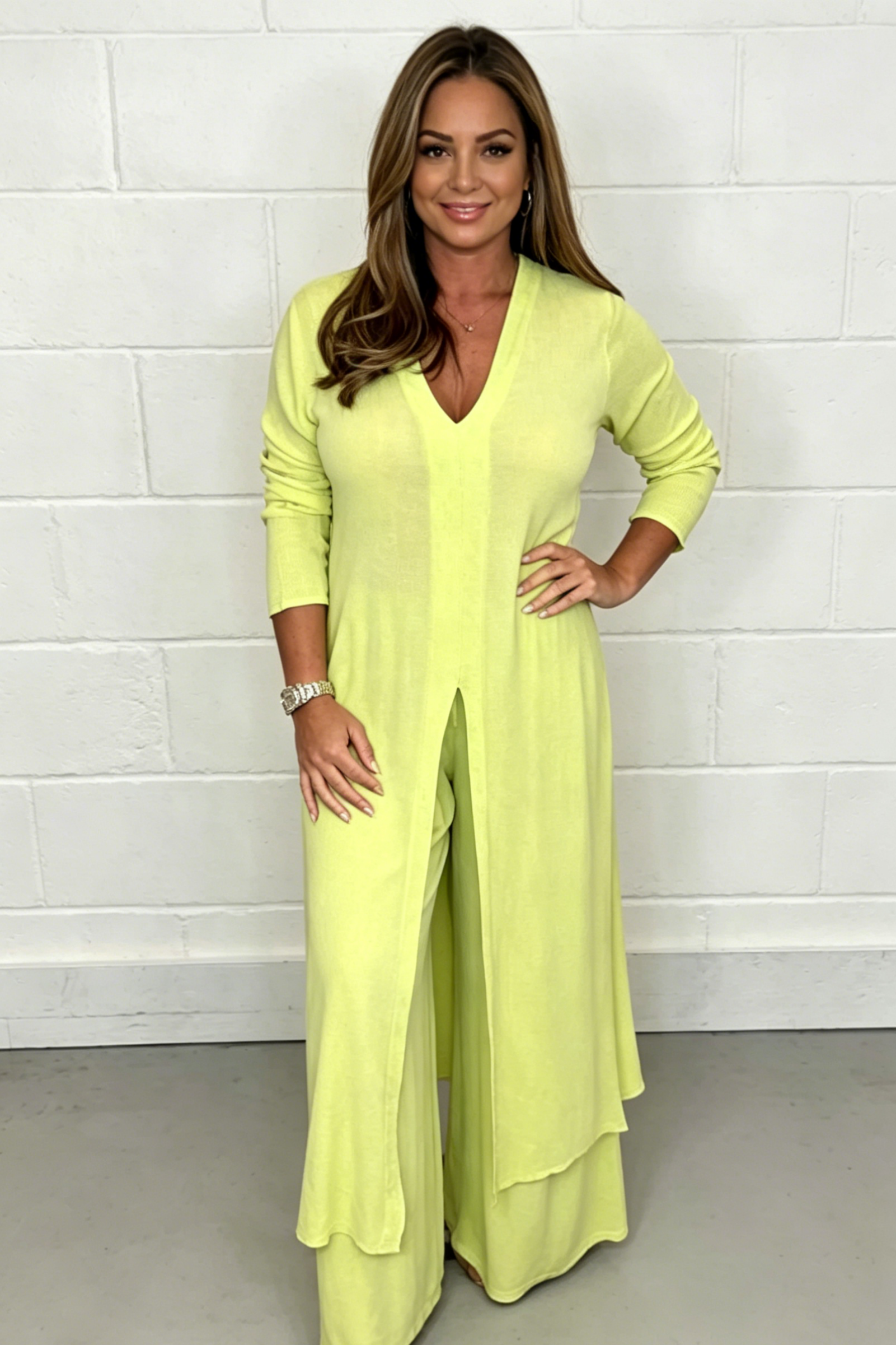 2 Pieces Casual Suit With Long Top And Trouser