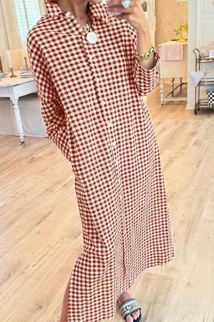 Black Seersucker Gingham Maxi Dress