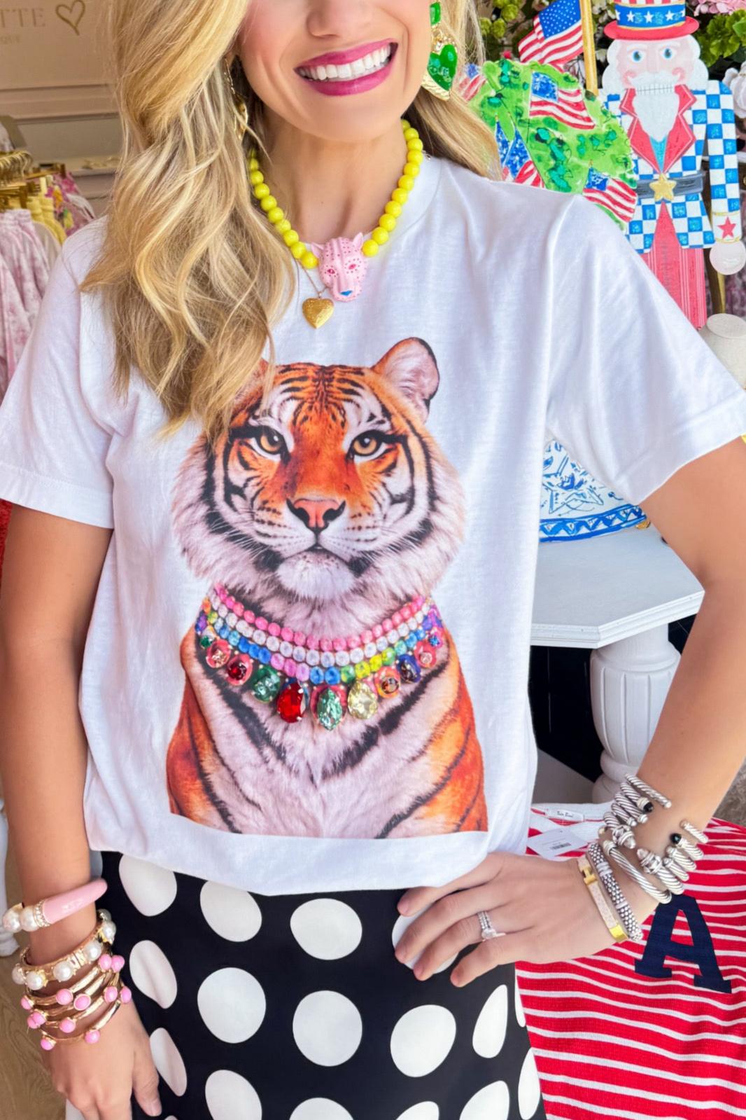 Tiger Jeweled Collar Tee