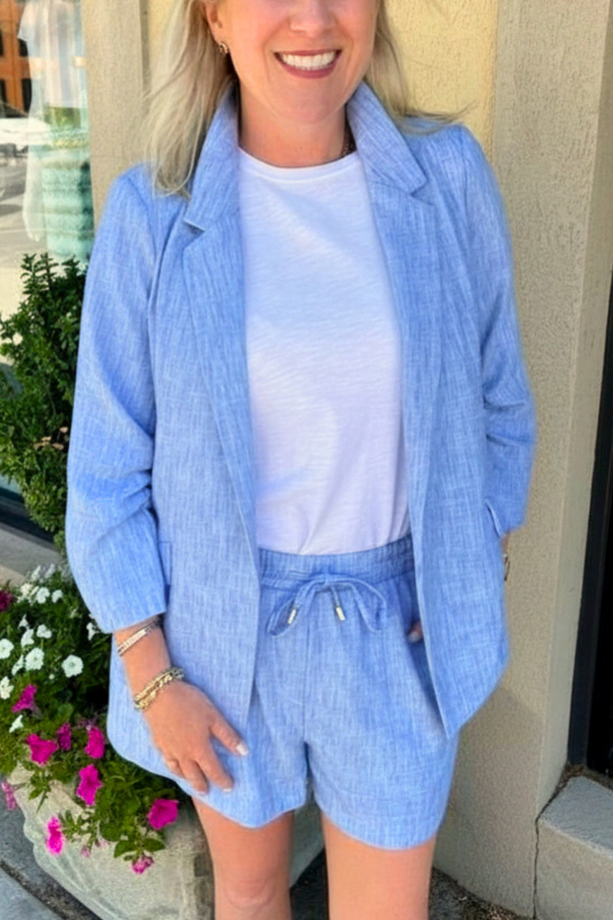 Ruffled Blazer and Shorts Set