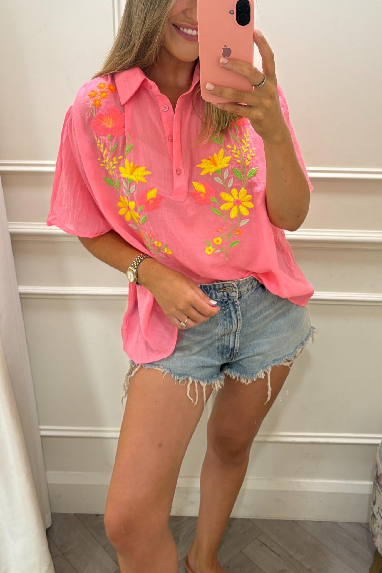 Floral Embroidery Blouse