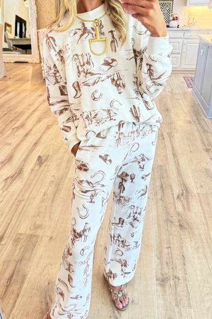 Western Print Pant Set
