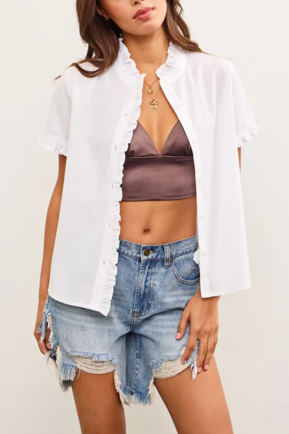 The Ruffle Trim Button Up Shirt