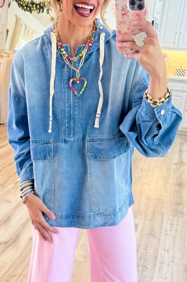 Washed Denim Pullover