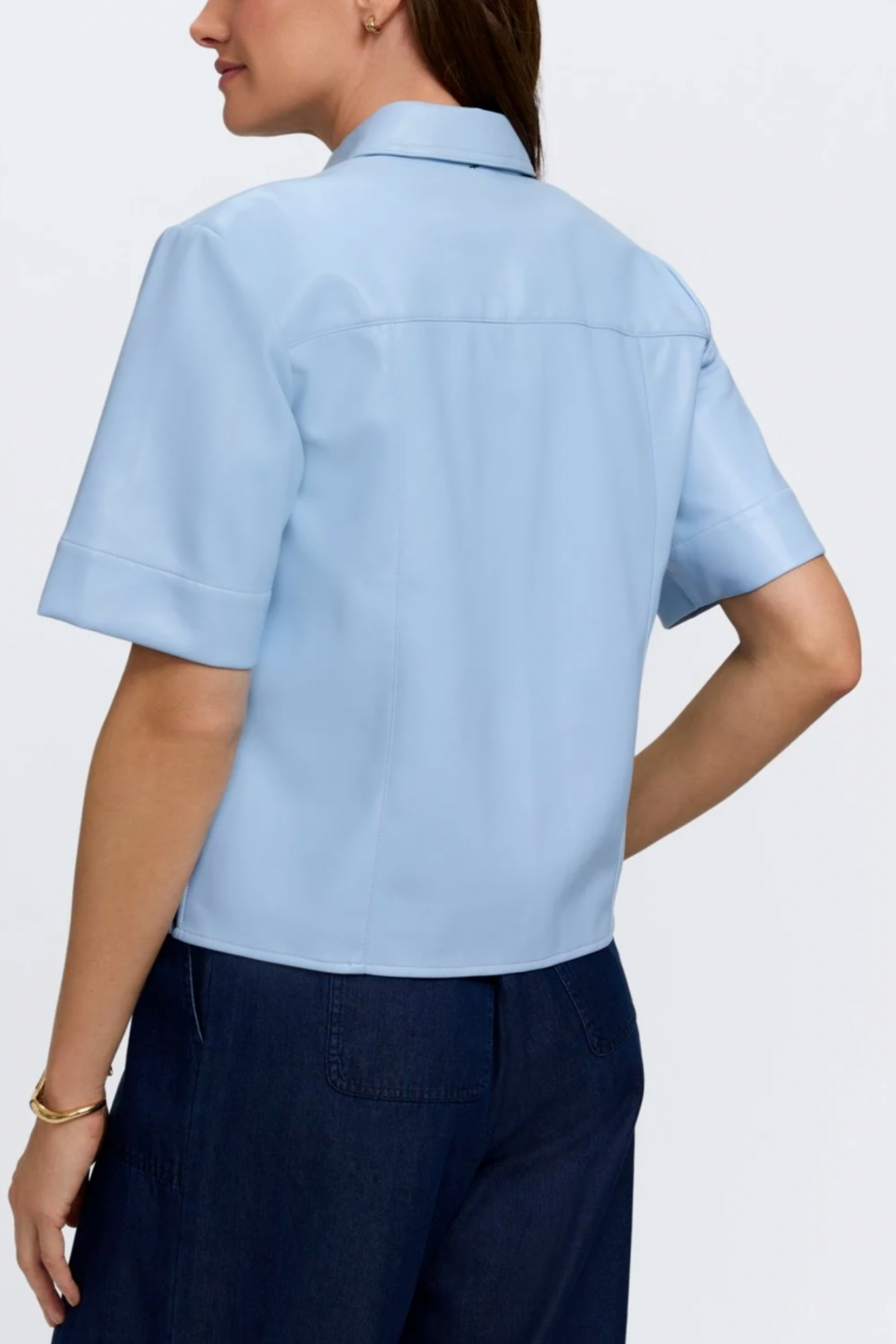 Vegan Leather Elbow Sleeve Shirt Jacket