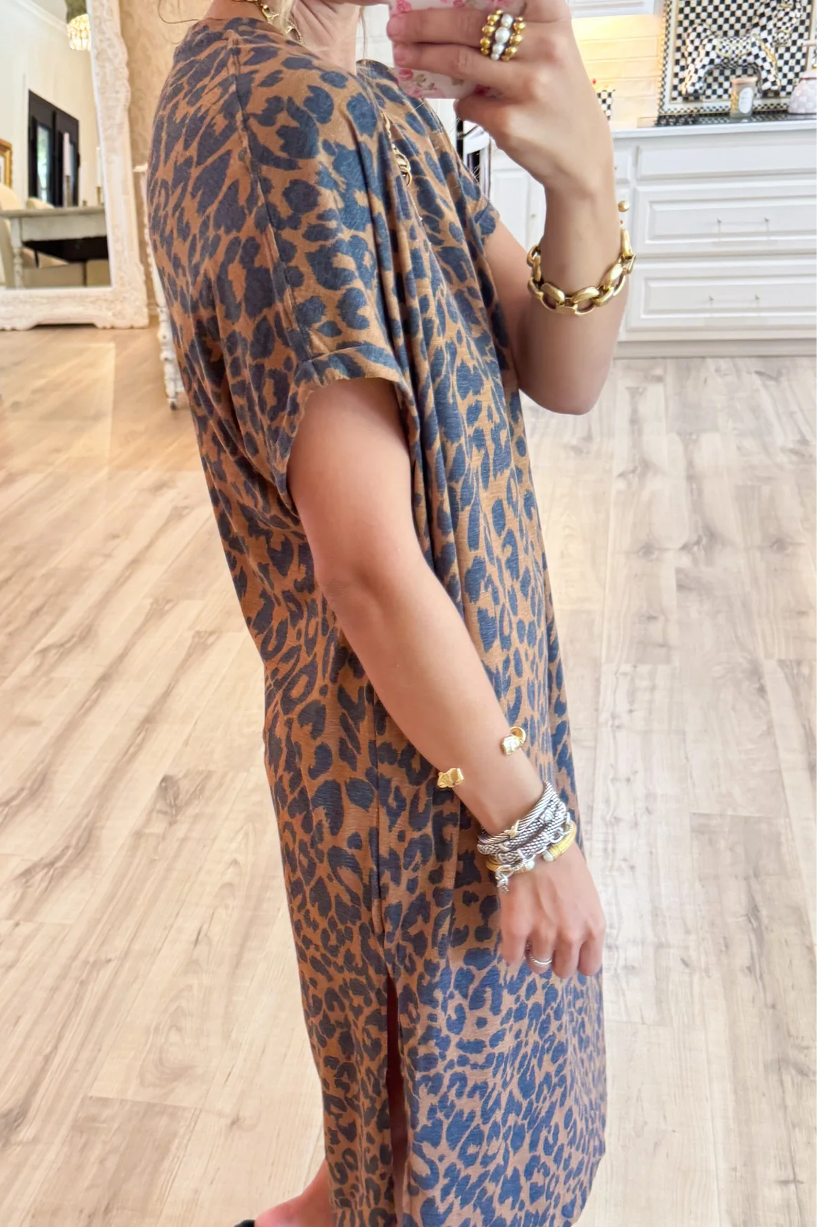 Leopard Short Sleeve Maxi Dress