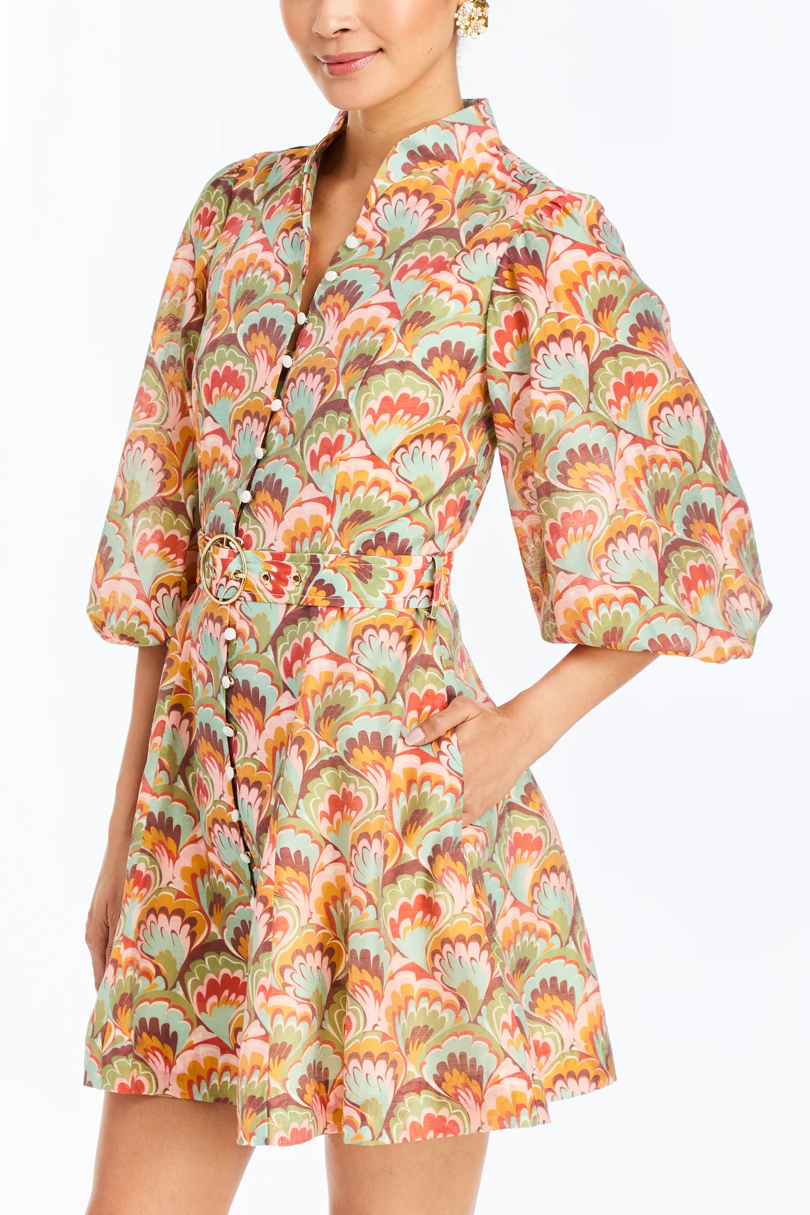 Valencia Mini Dress, Marbled Multi