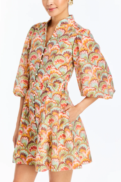 Valencia Mini Dress, Marbled Multi