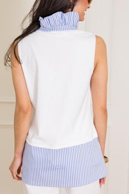 Stripe Ruffle Neck Layering Top