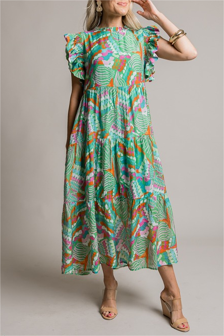 Flowing Sleeve Midi Dress