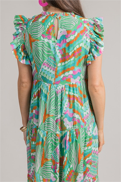 Flowing Sleeve Midi Dress