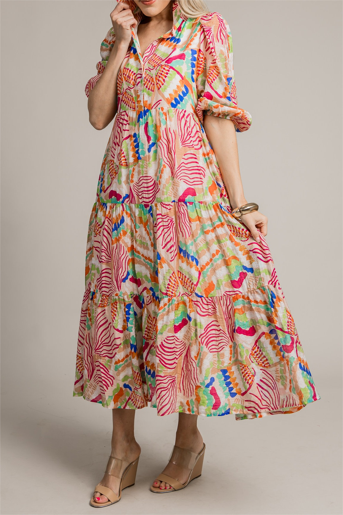 Flowing Sleeve Midi Dress