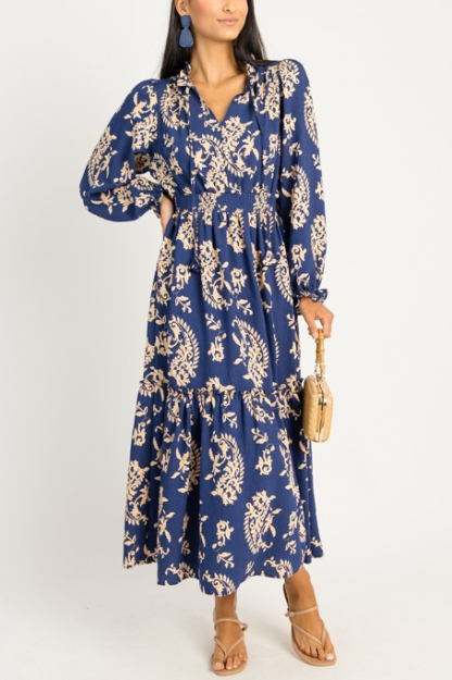 Elsie Printed Maxi, Navy