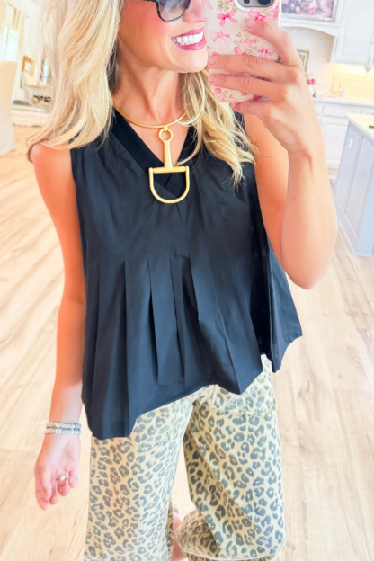 Pintuck Flared Babydoll Top