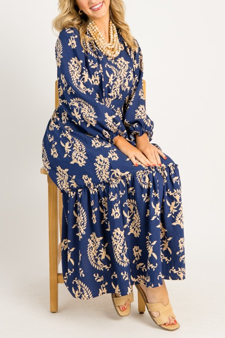 Elsie Printed Maxi, Navy