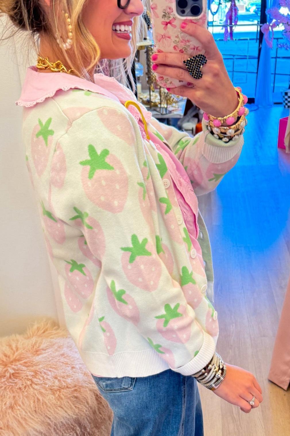 Cream Multi Strawberry Cardigan