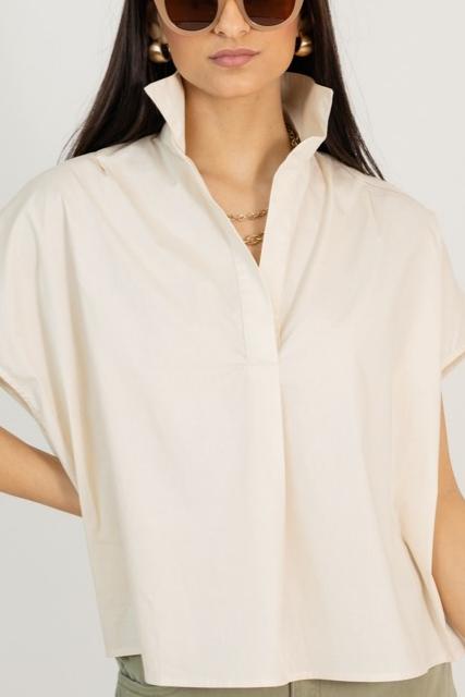 Poplin Collared Top