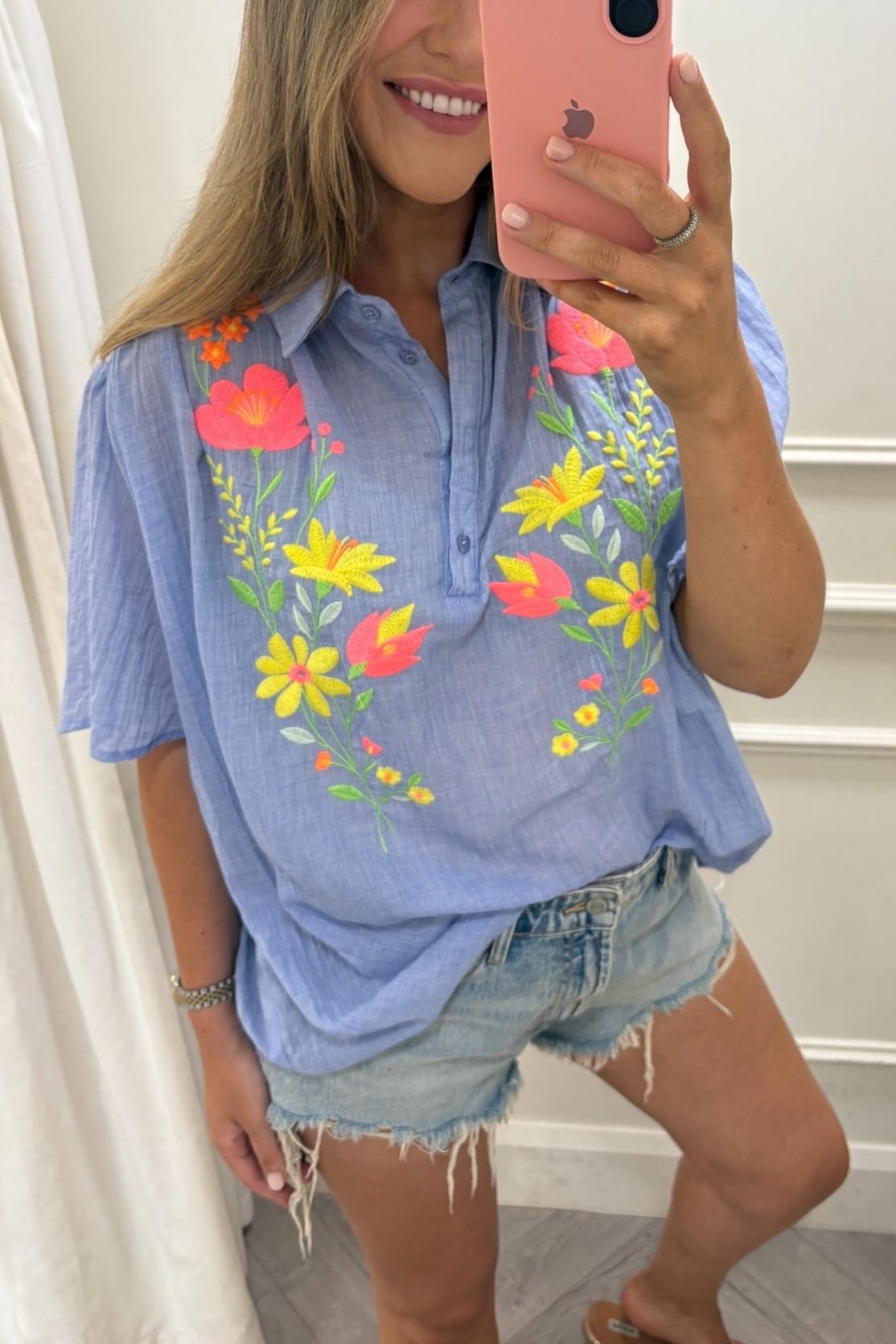 Floral Embroidery Blouse
