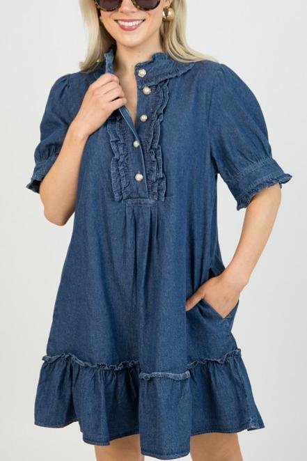 Ruffle Denim Dress
