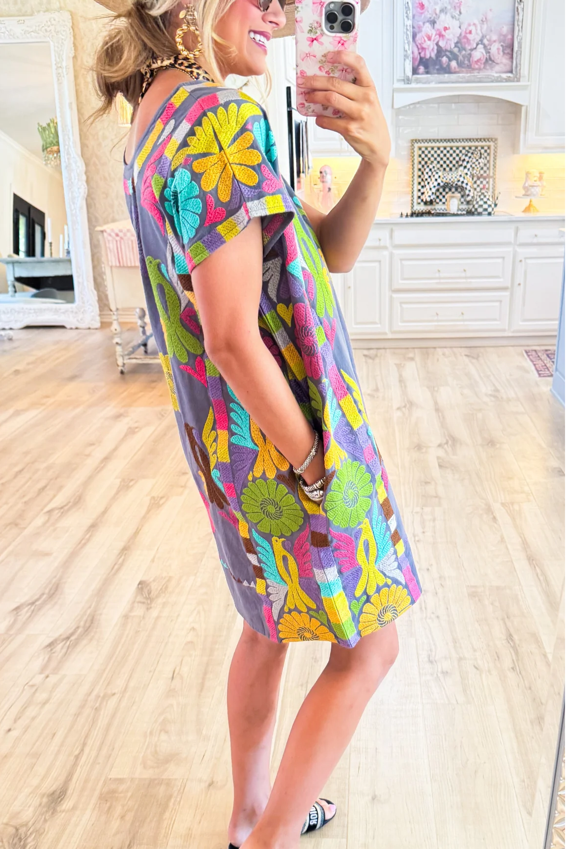 Sister Mary Grey Colorful Embroidered Mini Dress