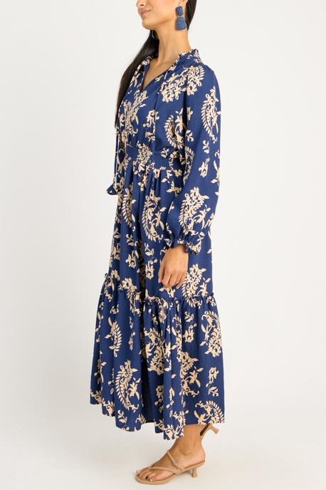 Elsie Printed Maxi, Navy