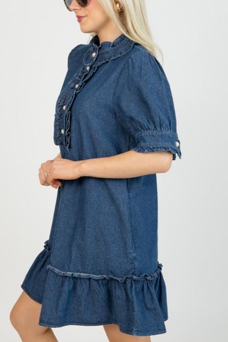 Ruffle Denim Dress