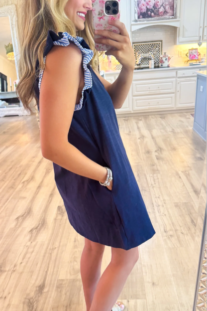 Navy Solid Close-Up Dress