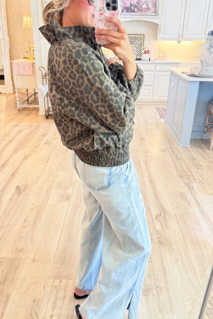 Chocolate Leopard Zip Up Jacket