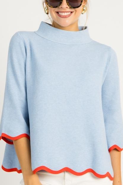 Scallop Contrast Sweater