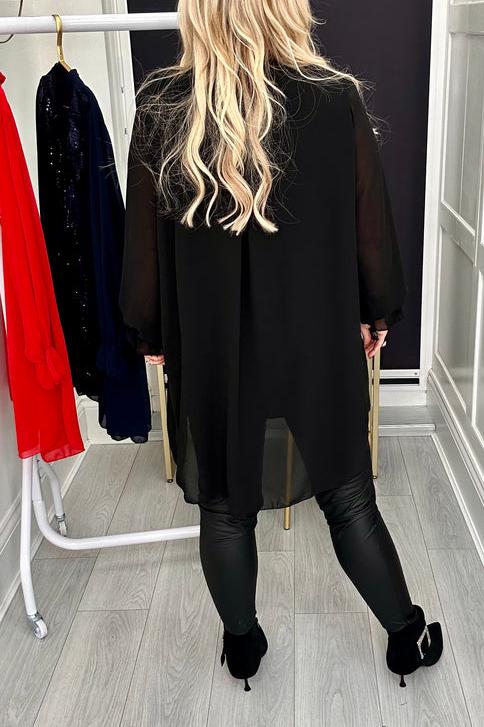 Shimmering Ruffle Loose Top