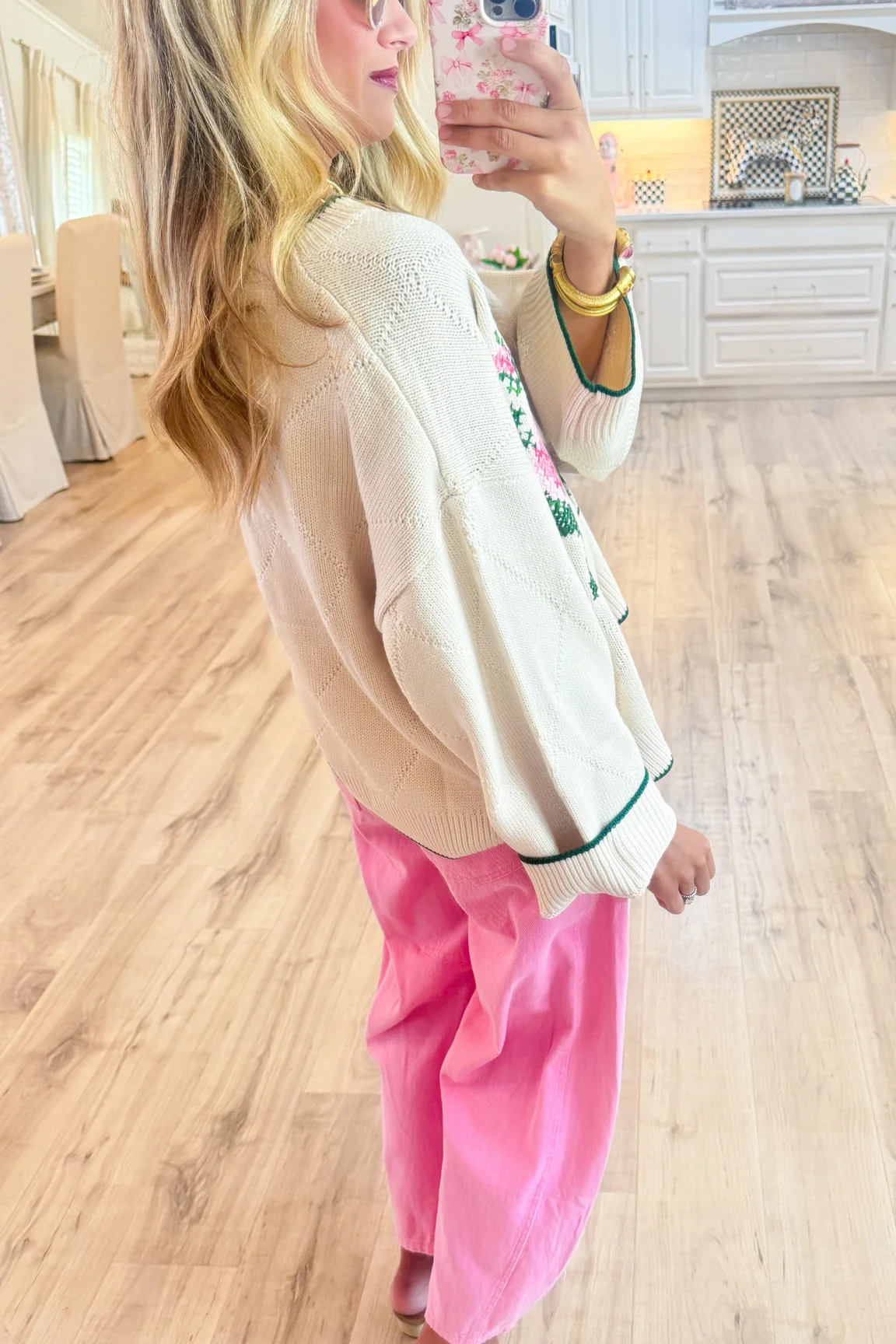 Ivory Rose Embroidered Knit Sweater