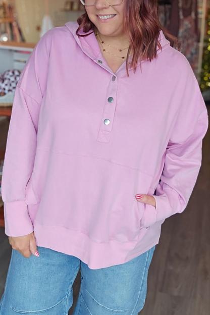 Acid-washed terry cloth hooded sweatshirt