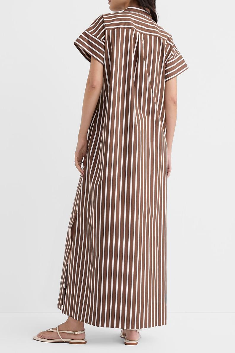 Striped Poplin Maxi Pocket Shirt Dress