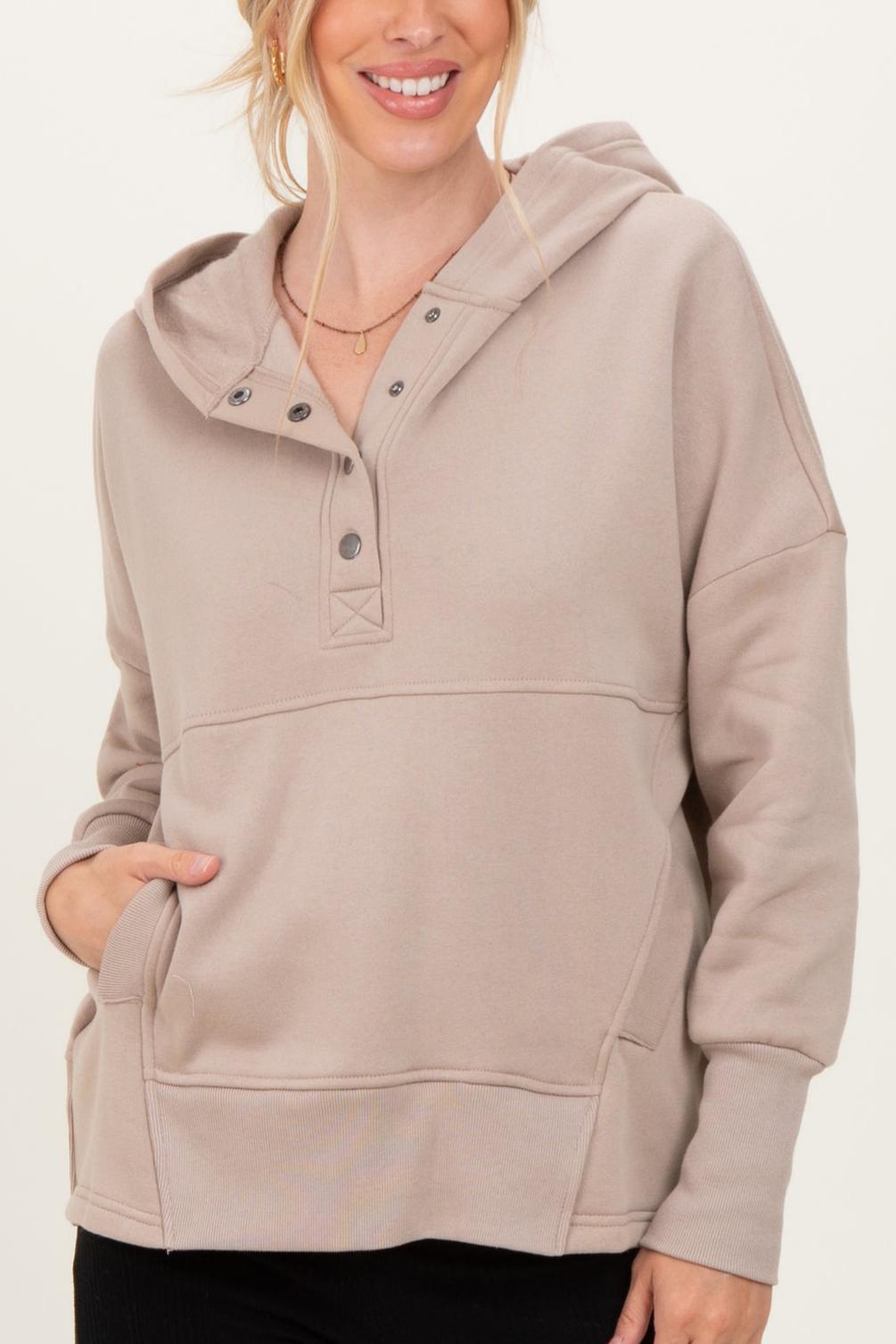 Acid-washed terry cloth hooded sweatshirt