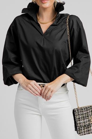 High Collar Elegant Wide Sleeves Shirt