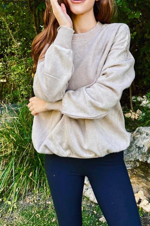 Finnish Acid-Wash Loose-Fitting Sweatshirt