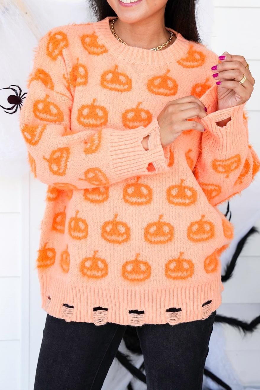 Ripped Jack O Lantern Long Sleeve Sweatshirt