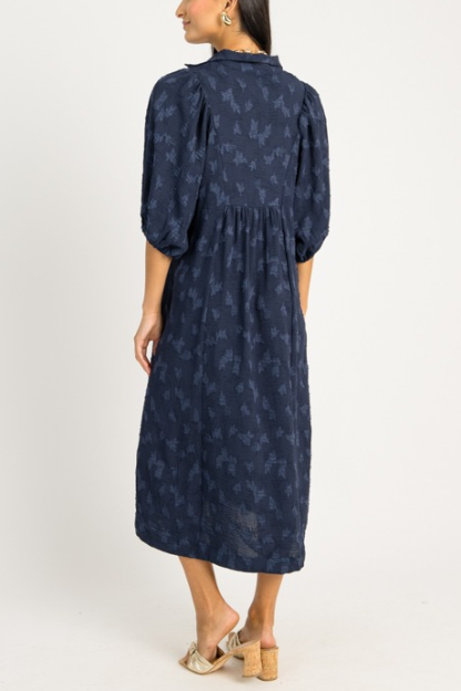 Tonal Texture Print Midi, Navy