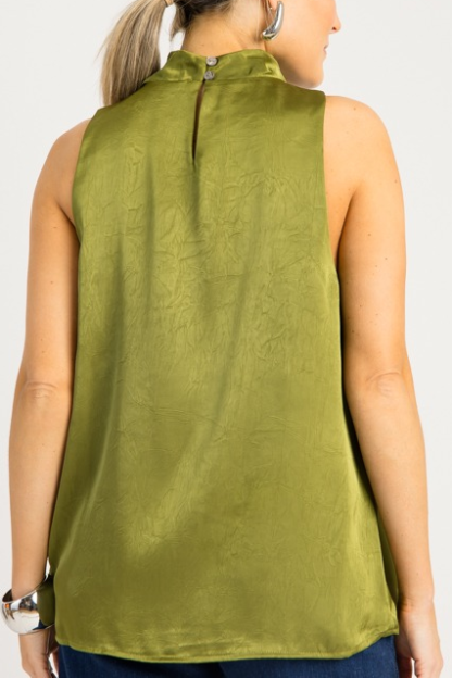 Delaney Mock Neck Blouse, Olive