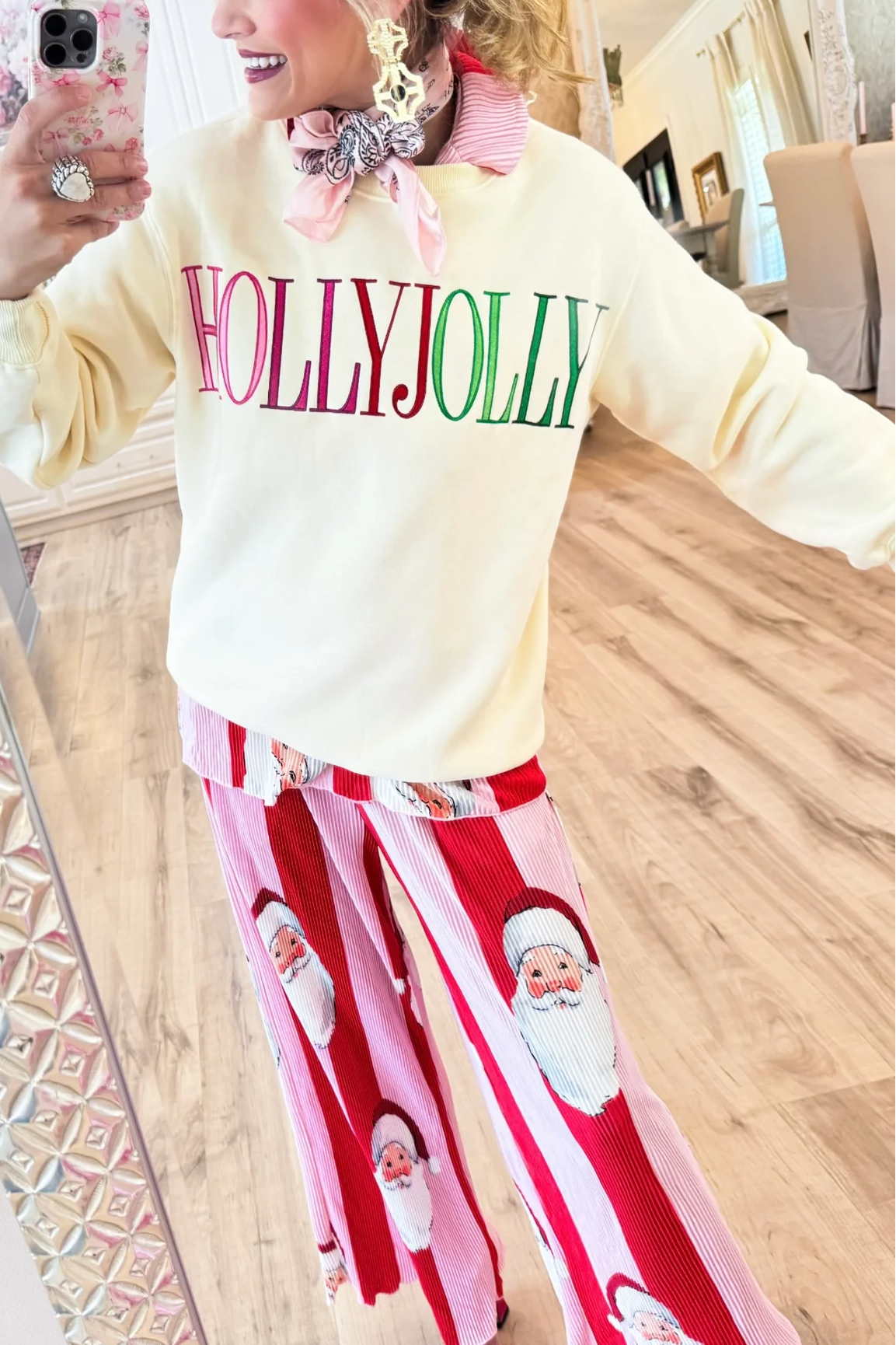 Cream Multi Color Holly Jolly Sweatshirt