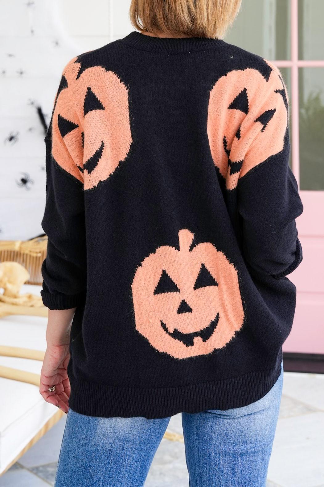 Long-Sleeved Jumper With Pumpkin Embroidery Detail