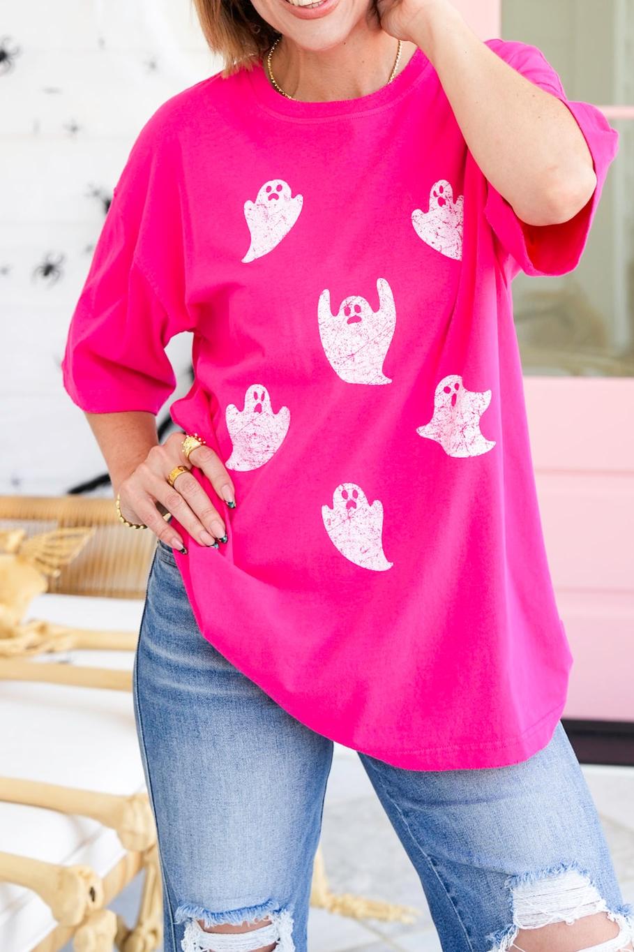 Ghost Print Short Sleeve Graphic Tee