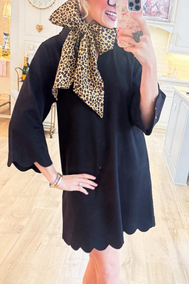 Black Scallop Hem Dress