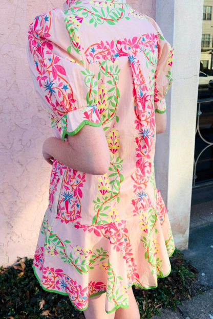 Floral Vines Scalloped Dress