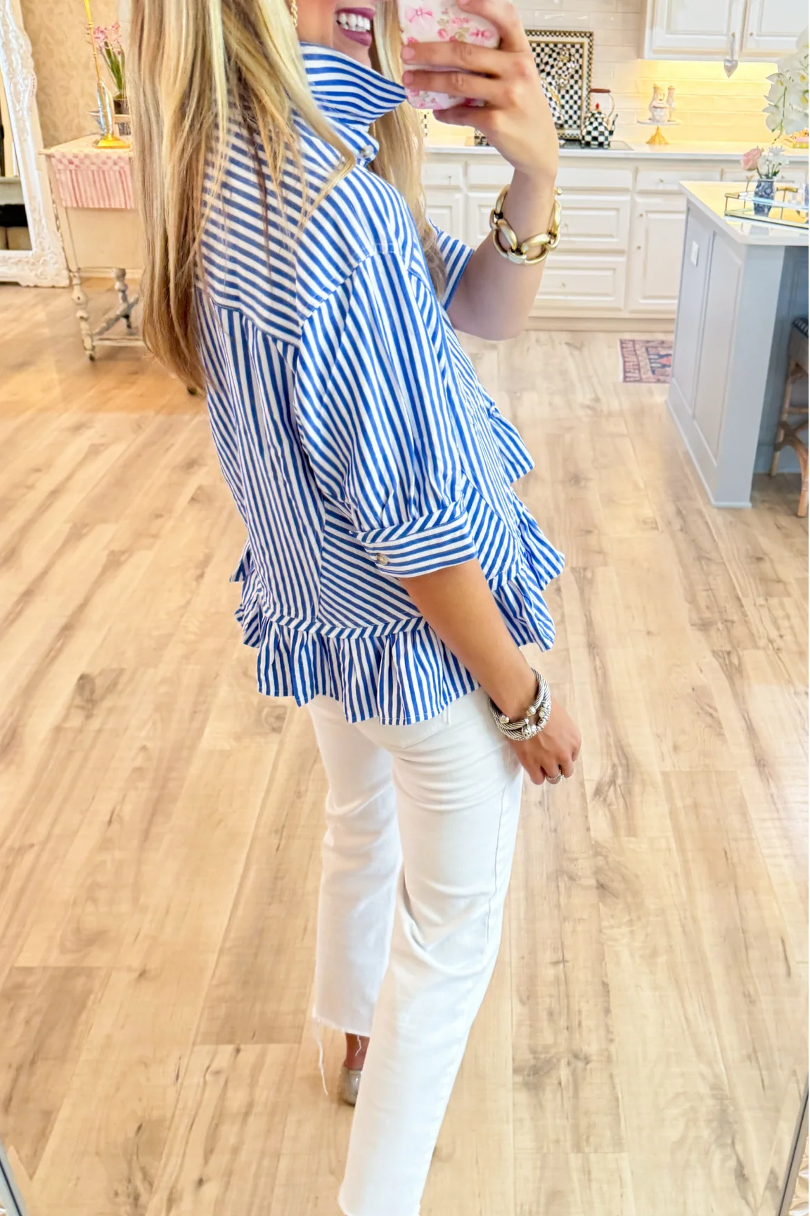 Stripe Ruffle Hem Top